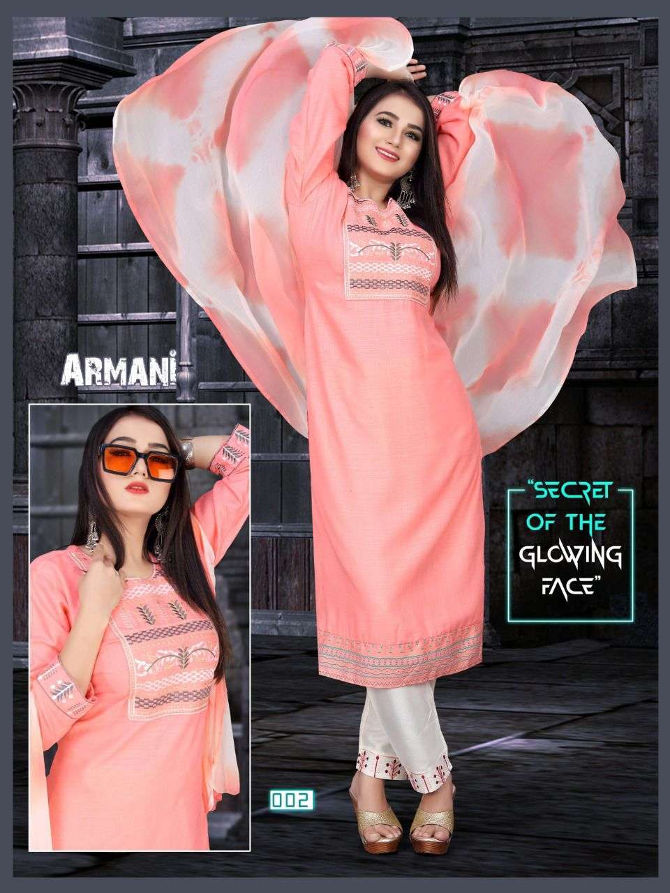 AAGYA Armani Pant Vol.1 HEAVY RAYON SLUB Block Work Patta and Heavy Embroiered Galla Work with Screen Block Work Patta and Embroidery patta in pant READYMADE SUIT CATALOG WHOLESALER BEST RATE
