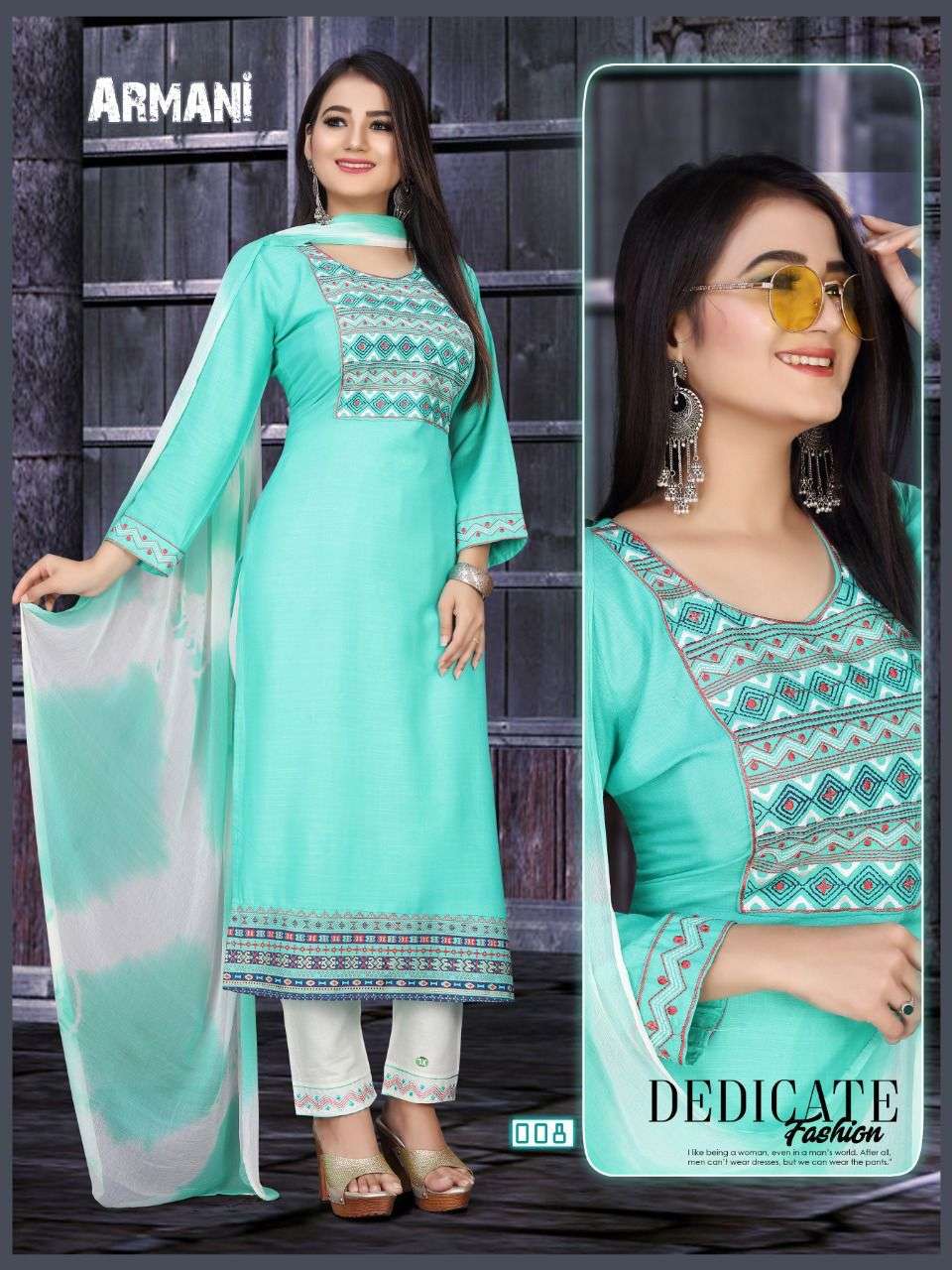 AAGYA Armani Pant Vol.1 HEAVY RAYON SLUB Block Work Patta and Heavy Embroiered Galla Work with Screen Block Work Patta and Embroidery patta in pant READYMADE SUIT CATALOG WHOLESALER BEST RATE
