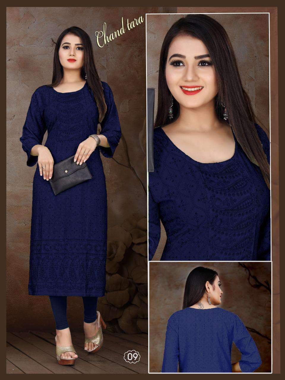 AAGYA Chand Tara HEAVY Sifli Sequence Rayon Front Back Sequence Work KURTI CATALOG WHOLESALER BEST RATE