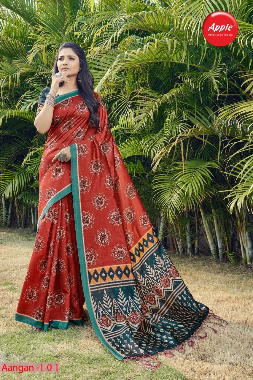 apple sarees aangan vol 1 silk simple saree look