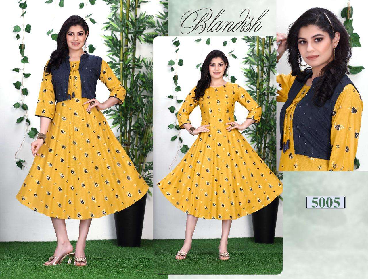 BEAUTY QUEEN SAISHA HEAVY RAYON 14 KG All over foil printed kurta and sequence  work done on jacket KURTI CATALOG WHOLESALER BEST RATE