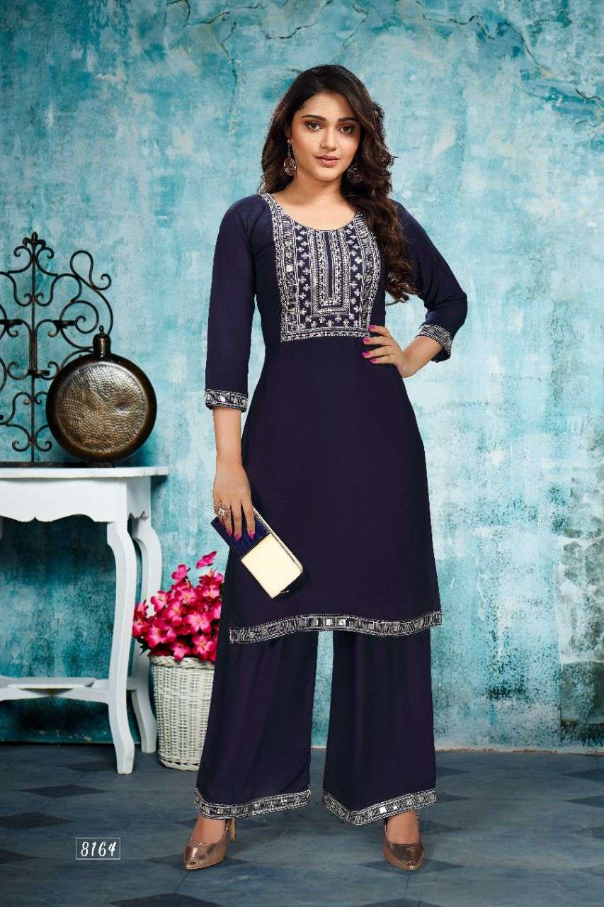 MASTANI HEAVY RAYON SEQUENCE WORK KURTI PLAZOO SET CATALOG WHOLESALER BEST RATE