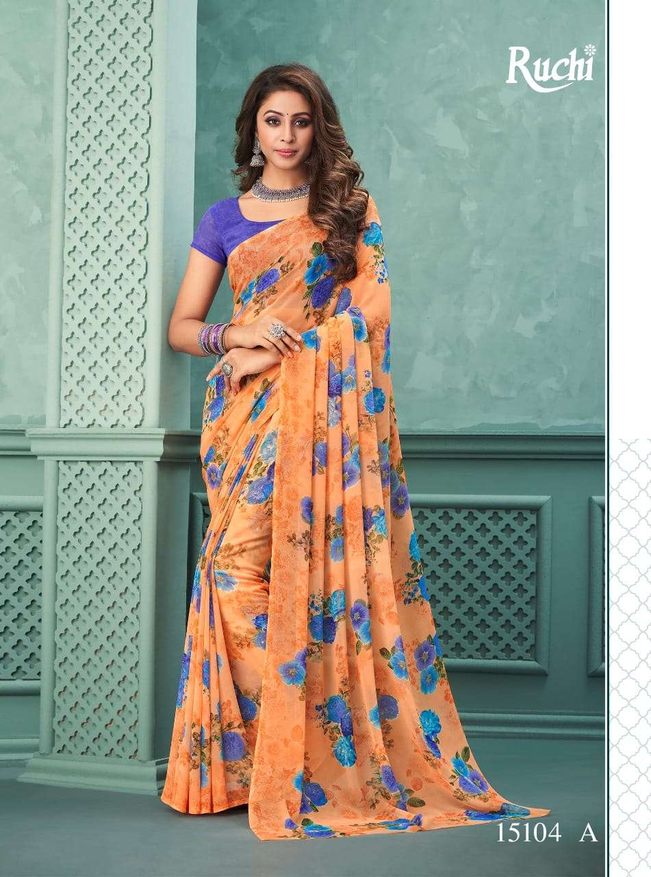 ruchi sarees vicyory pure georgette printed sarees catalogue