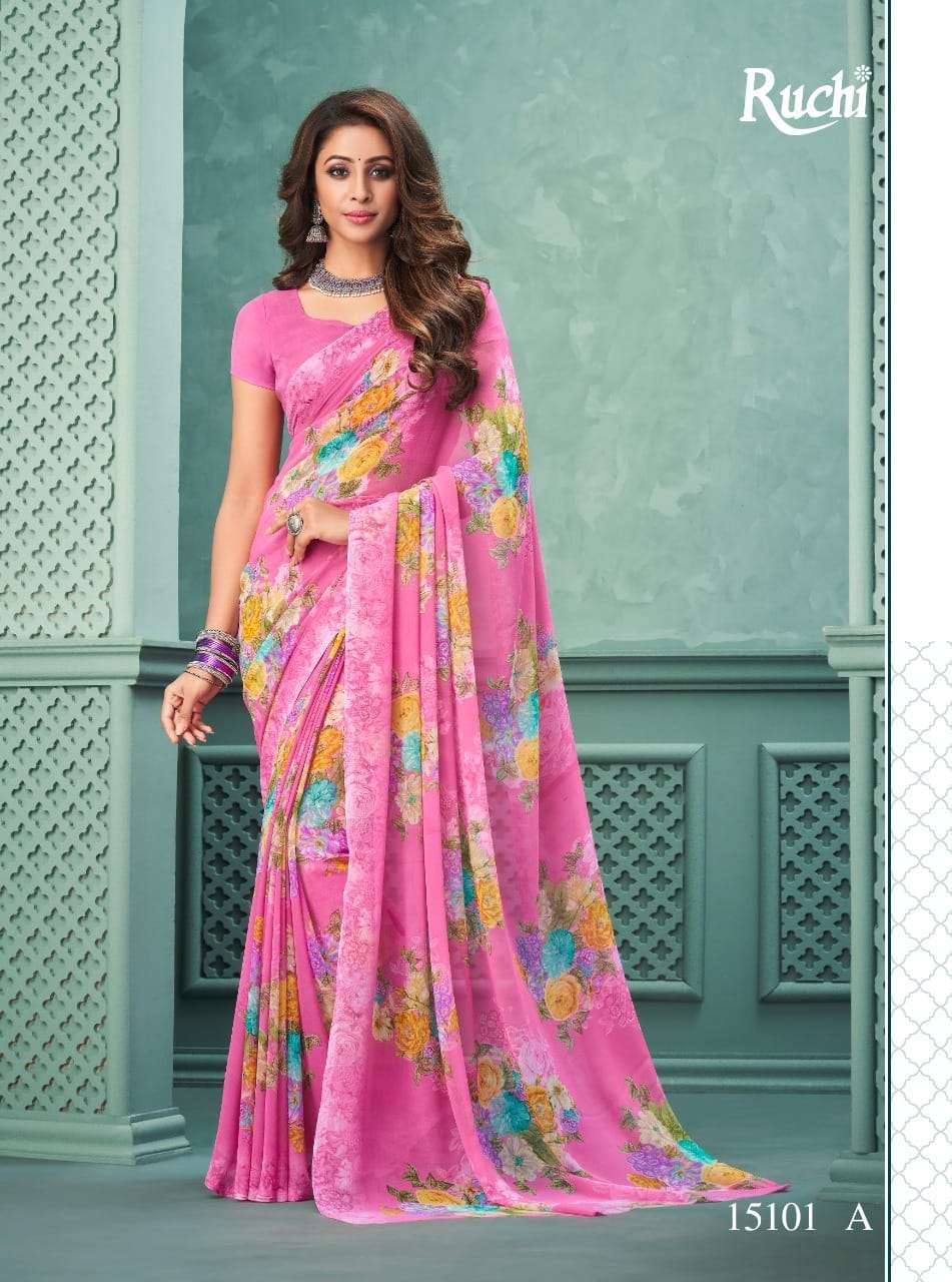 ruchi sarees vicyory pure georgette printed sarees catalogue