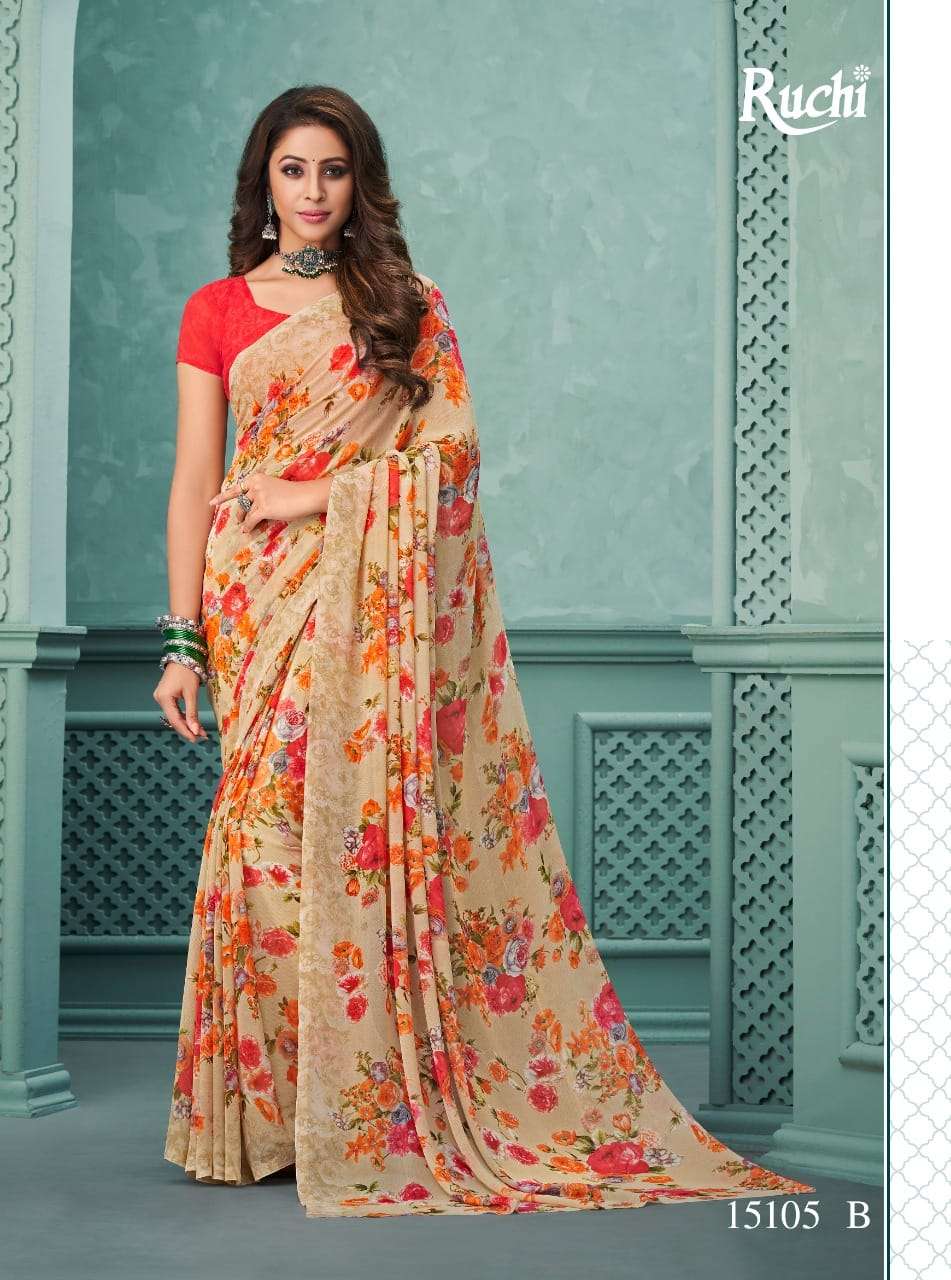 ruchi sarees vicyory pure georgette printed sarees catalogue
