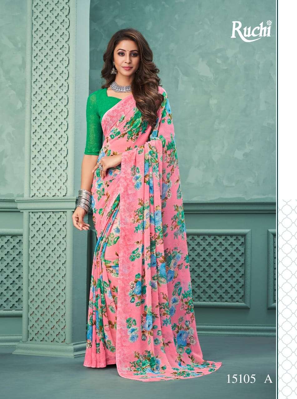ruchi sarees vicyory pure georgette printed sarees catalogue