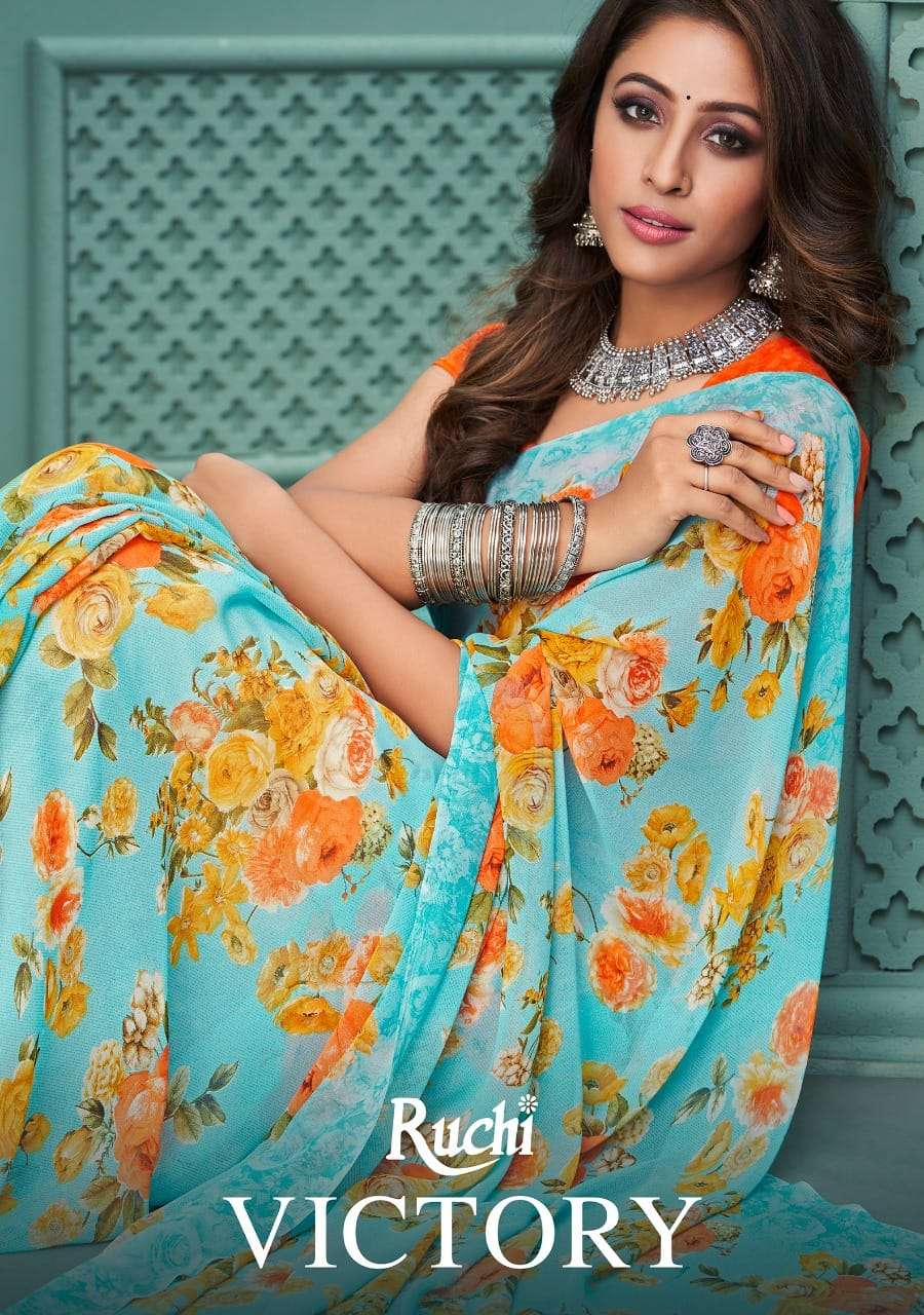 ruchi sarees vicyory pure georgette printed sarees catalogue