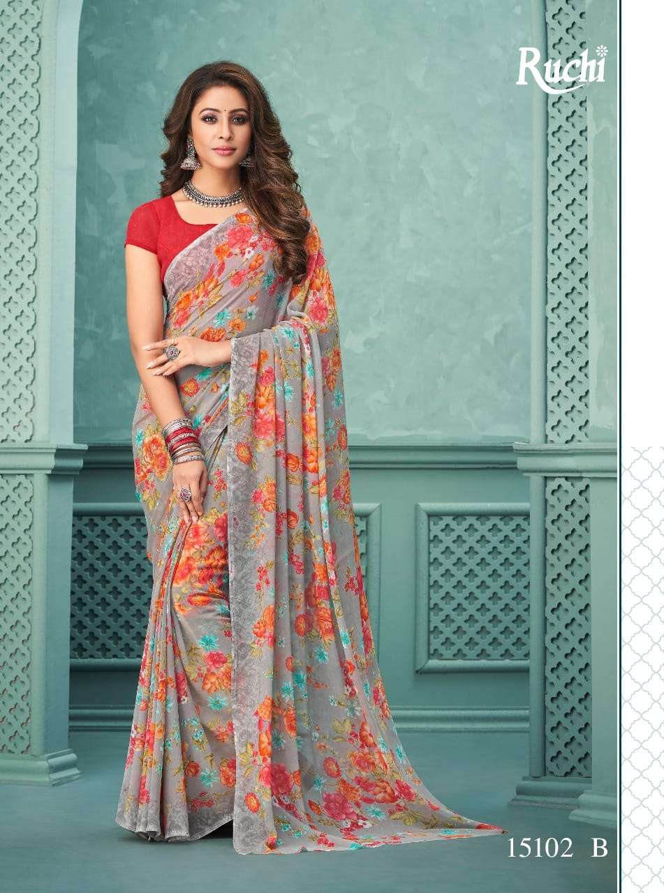 ruchi sarees vicyory pure georgette printed sarees catalogue