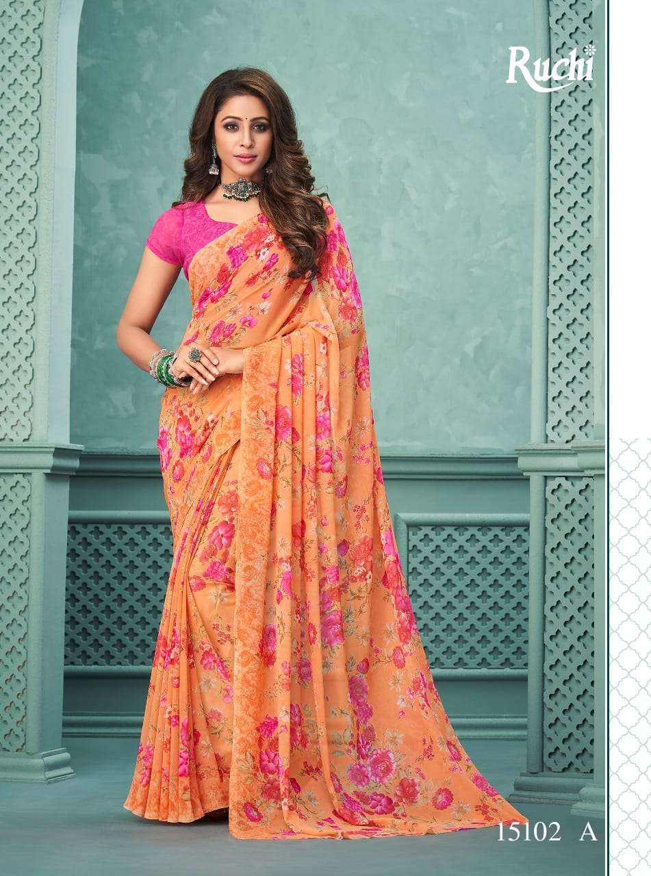 ruchi sarees vicyory pure georgette printed sarees catalogue