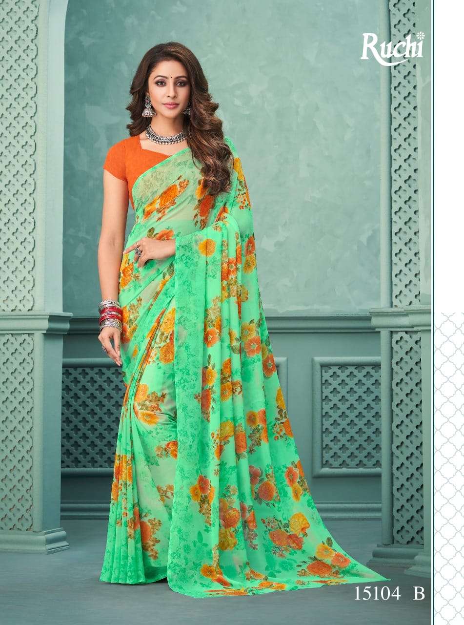 ruchi sarees vicyory pure georgette printed sarees catalogue