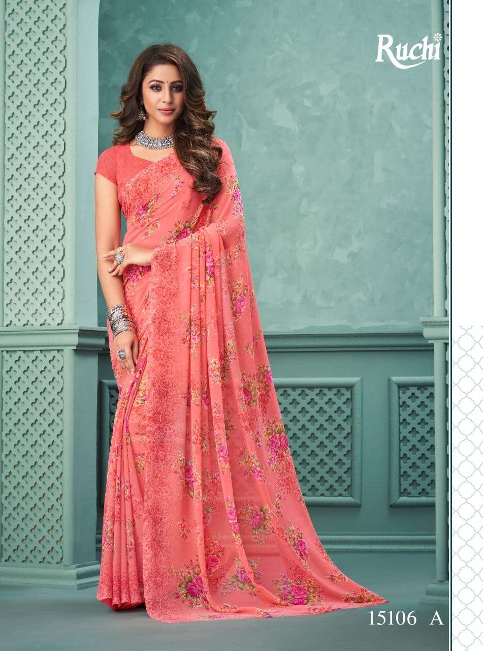 ruchi sarees vicyory pure georgette printed sarees catalogue