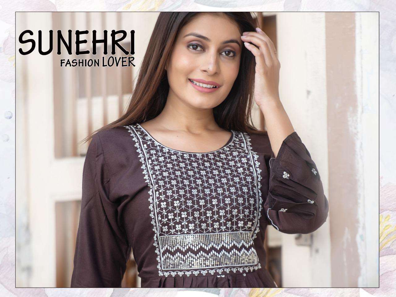 SUNEHRI Heavy Reyon SARARA or kurti embroidery work KURTI CATALOG WHOLESALER BEST RATE