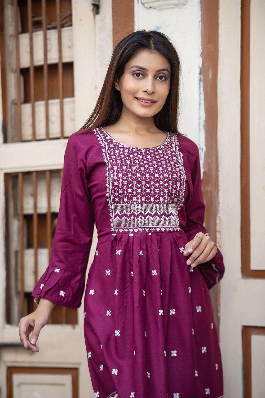 SUNEHRI Heavy Reyon SARARA or kurti embroidery work KURTI CATALOG WHOLESALER BEST RATE