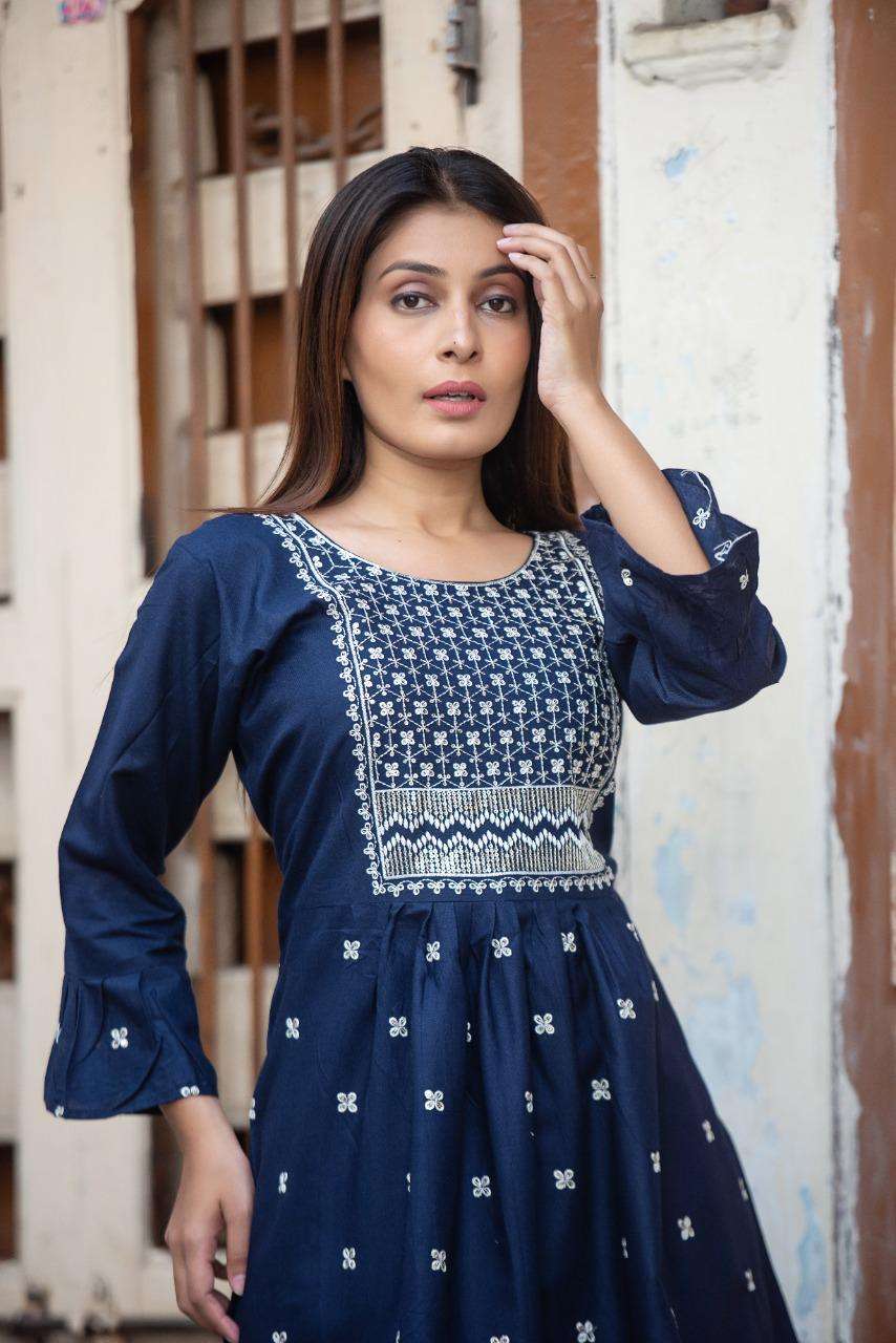 SUNEHRI Heavy Reyon SARARA or kurti embroidery work KURTI CATALOG WHOLESALER BEST RATE