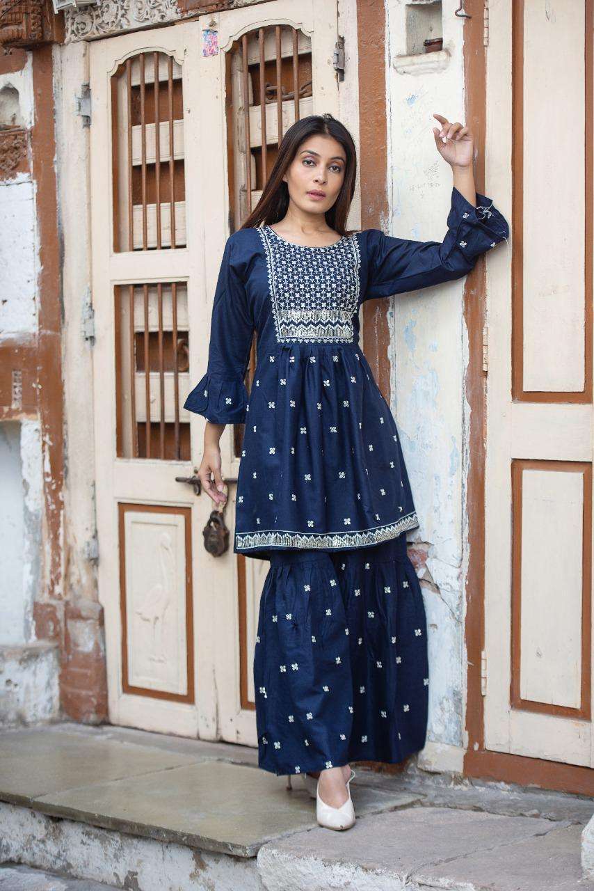 SUNEHRI Heavy Reyon SARARA or kurti embroidery work KURTI CATALOG WHOLESALER BEST RATE