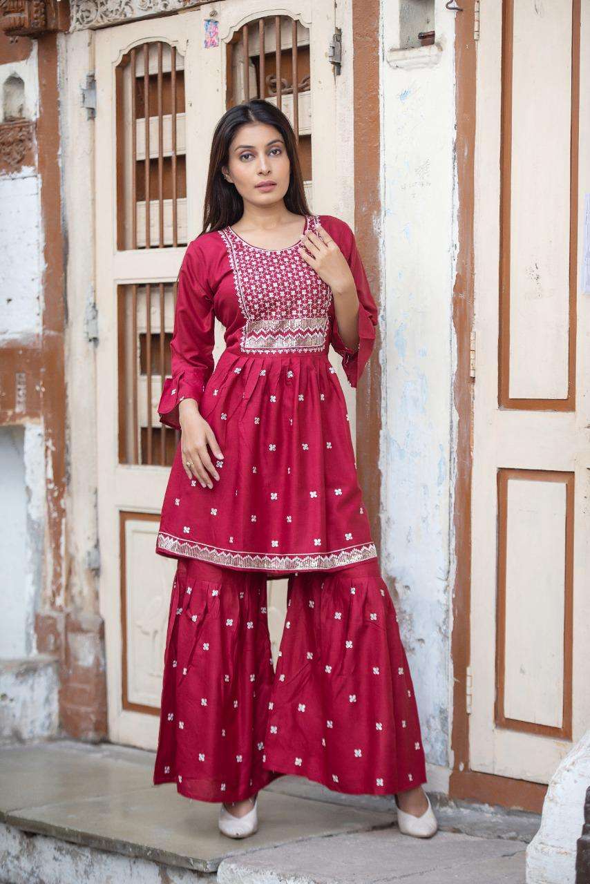 SUNEHRI Heavy Reyon SARARA or kurti embroidery work KURTI CATALOG WHOLESALER BEST RATE