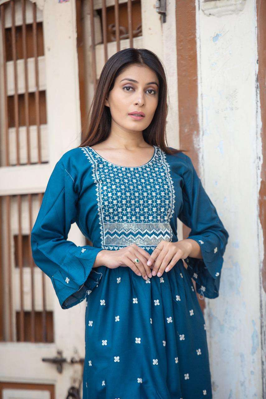 SUNEHRI Heavy Reyon SARARA or kurti embroidery work KURTI CATALOG WHOLESALER BEST RATE