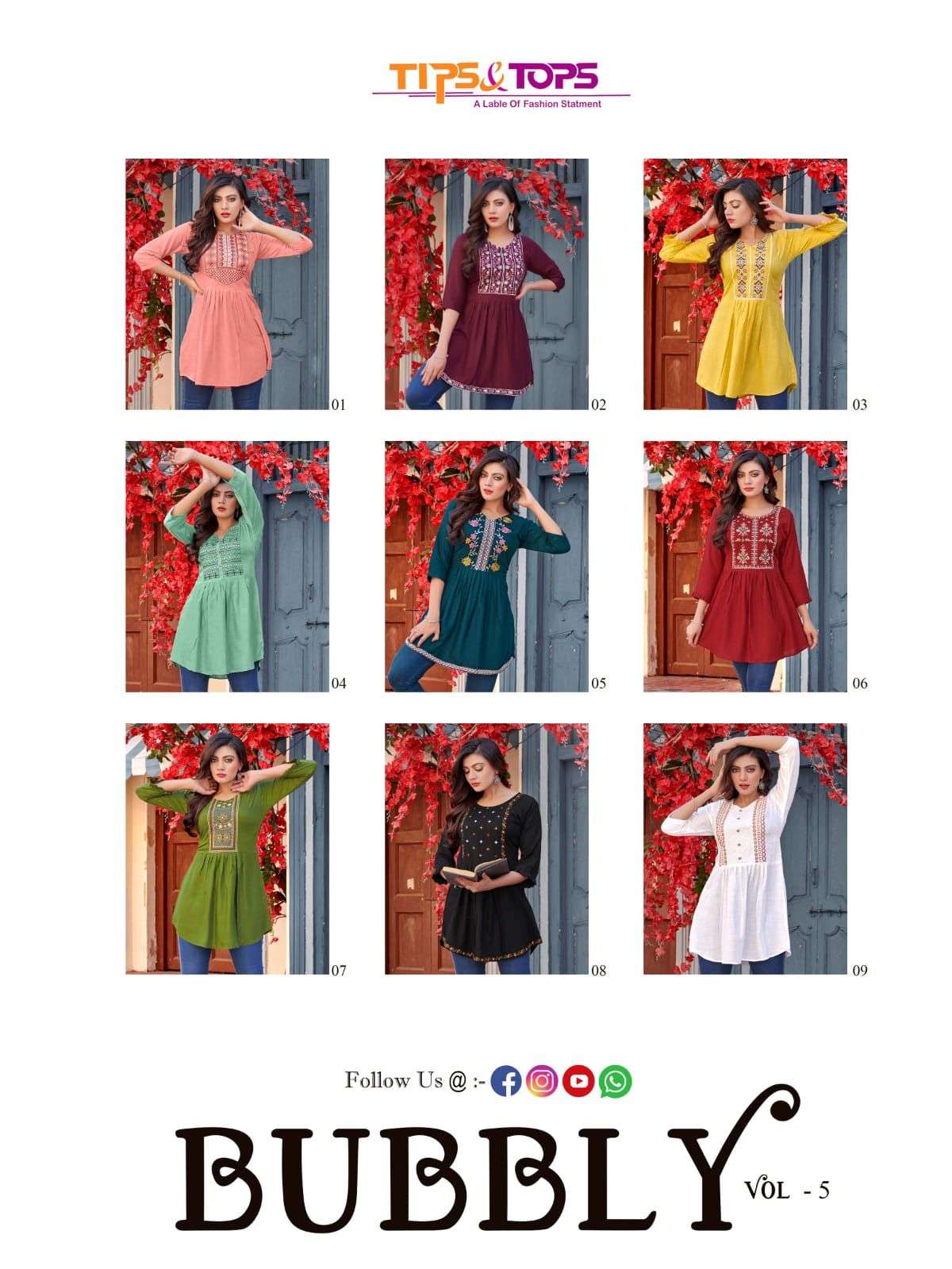 TIPS & TOPS Bubbly Vol 05 Heavy Reyon Slub  Embroidery WORK Fancy Western Shorty with Extraordinary Patterns TOP CATALOG WHOLESALER BEST RATE