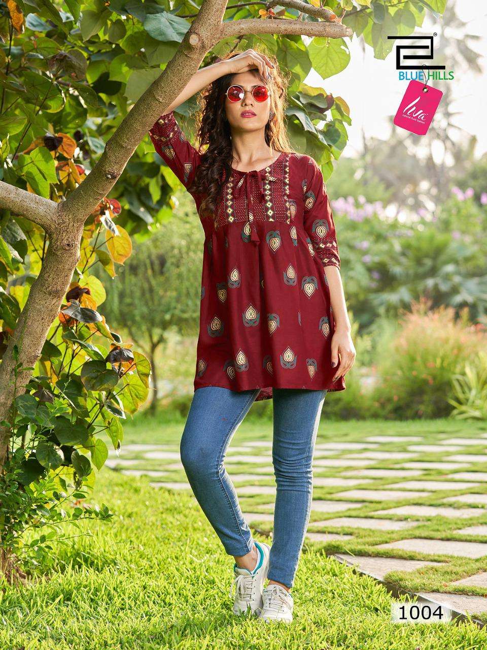 blue hills titanic rayon short kurtis best quality products 