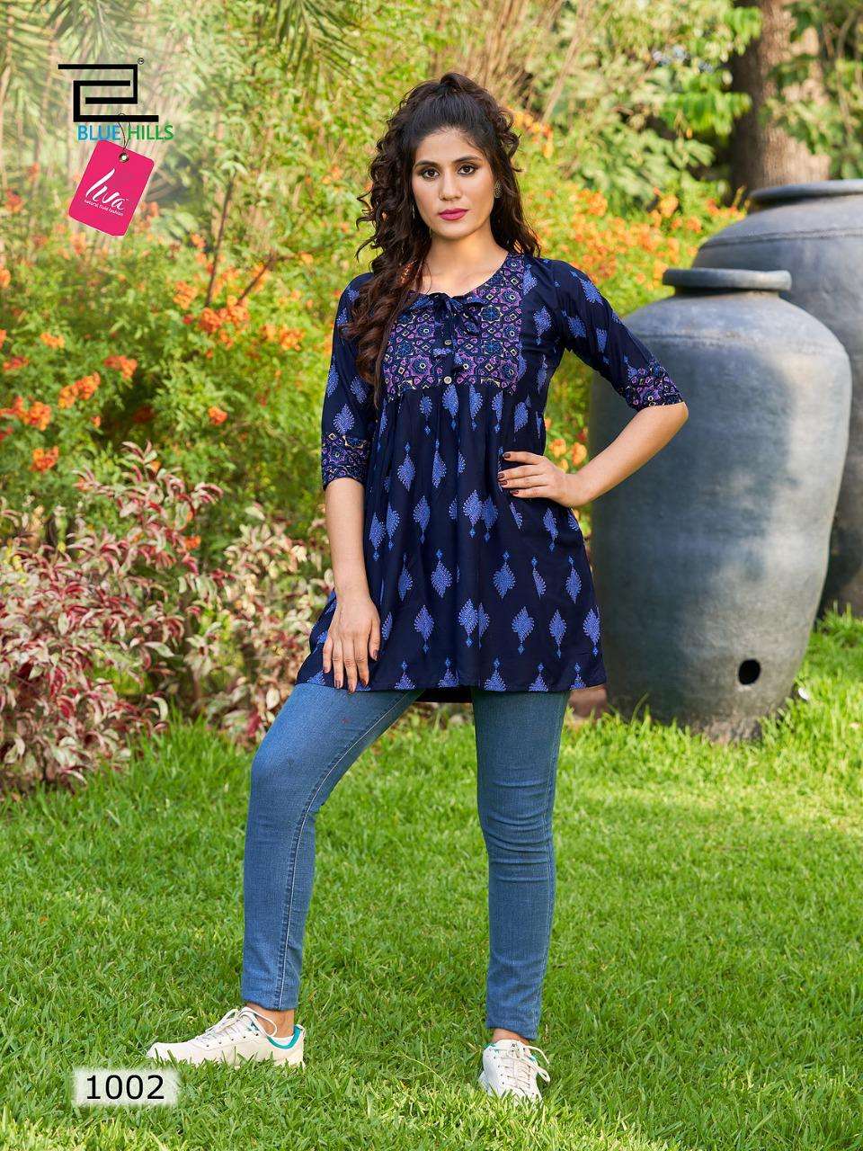 blue hills titanic rayon short kurtis best quality products 