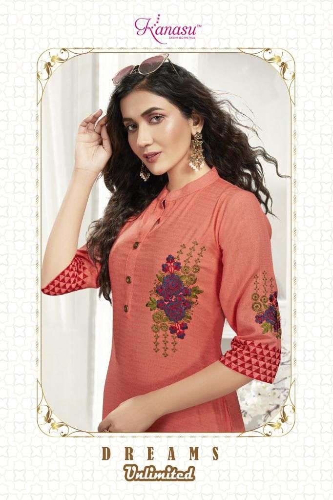  KANASU ROOHI VOL-2 HEAVY REYON JUTE (14KG) STRAIGHT WITH SLEEVES WORK COMPUTER KURTI CATALOG WHOLESALER BEST RATE