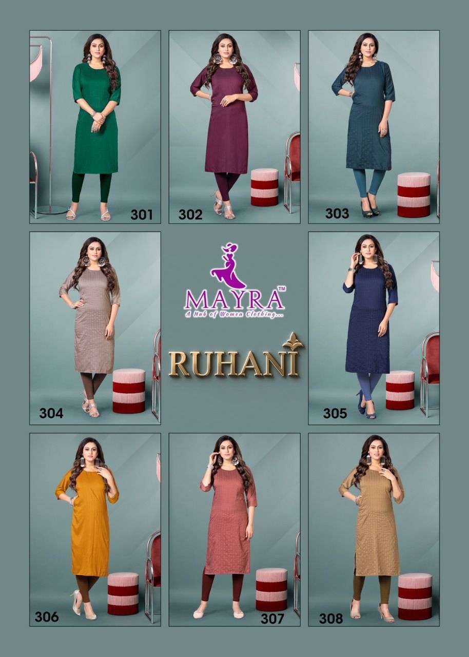 MAYRA RUHANI Sequence chinon silk with stiching pattern with side pocketside pocket with straight kurti on Chinon silk cloth with sequence work on front  panel KURTI CATALOG WHOLESALER BEST RATE 