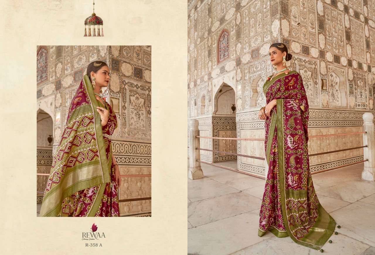rewaa patrani 357-359 design colors patola silk sarees exports 