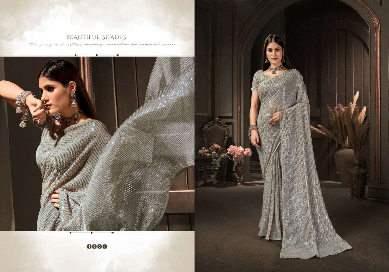 saroj chitchor vol 3 georgette with sequence work saree wholesaler