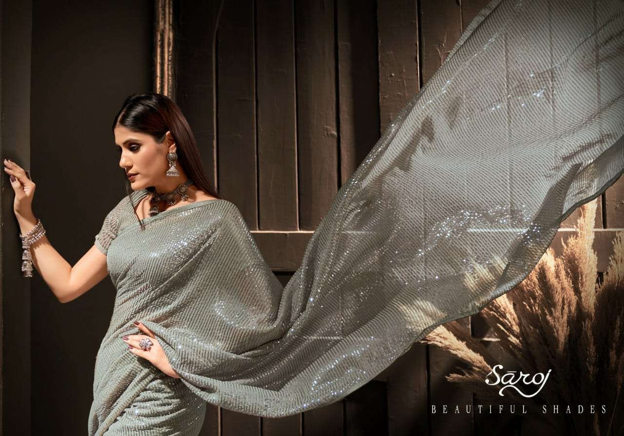 saroj chitchor vol 3 georgette with sequence work saree wholesaler