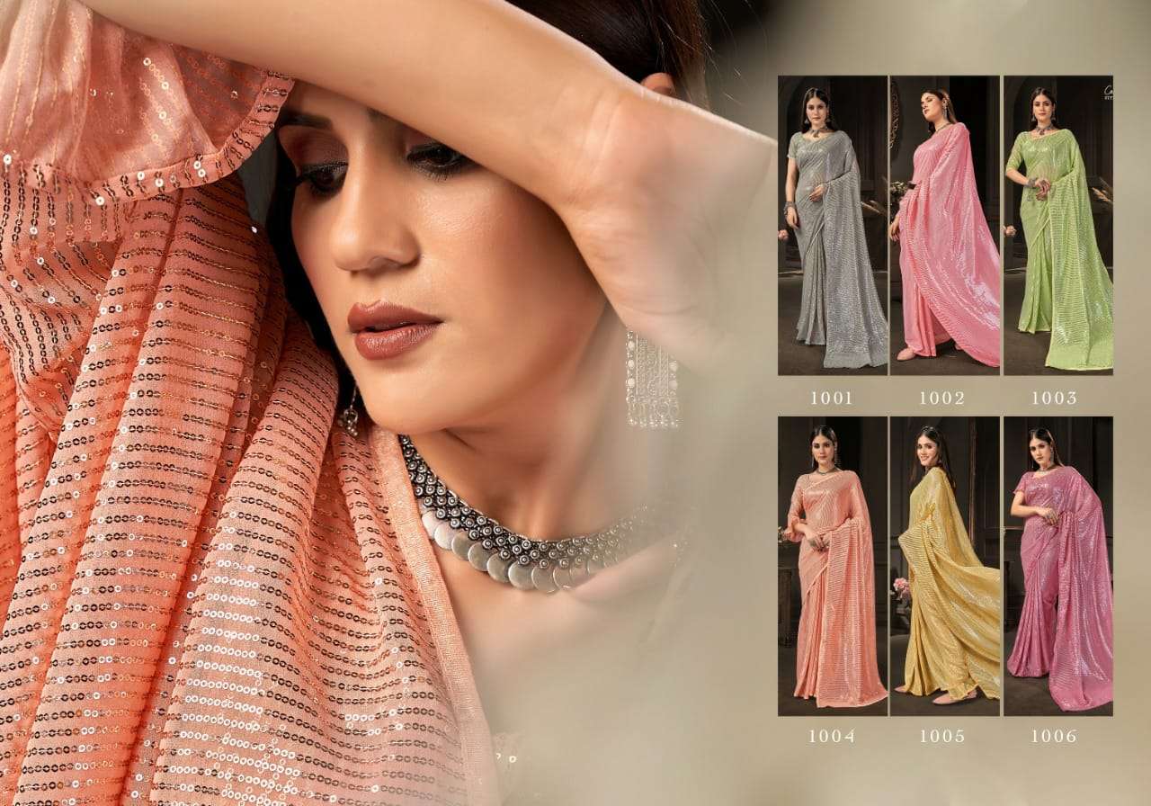 saroj chitchor vol 3 georgette with sequence work saree wholesaler