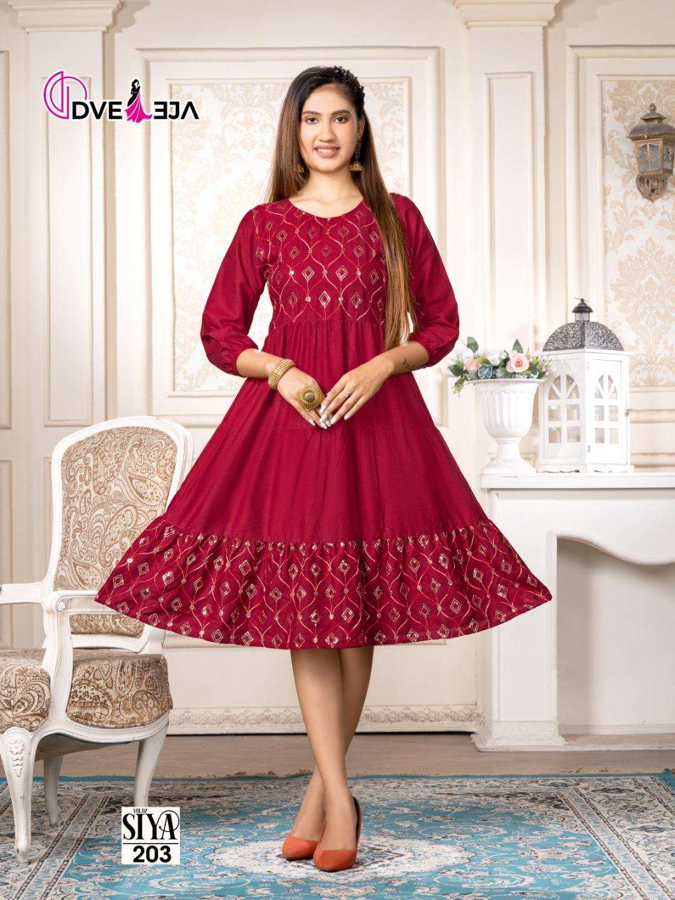SIYA-2 HEAVY REYON HEAVY SEQUENCE WORK IN CHOLI & DAMAN KURTI CATALOG WHOLESALER BEST RATE