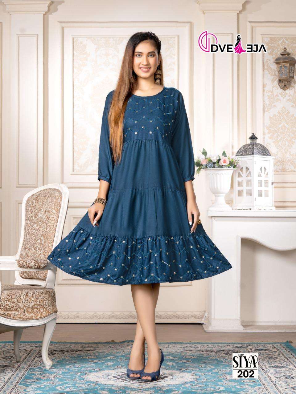 SIYA-2 HEAVY REYON HEAVY SEQUENCE WORK IN CHOLI & DAMAN KURTI CATALOG WHOLESALER BEST RATE