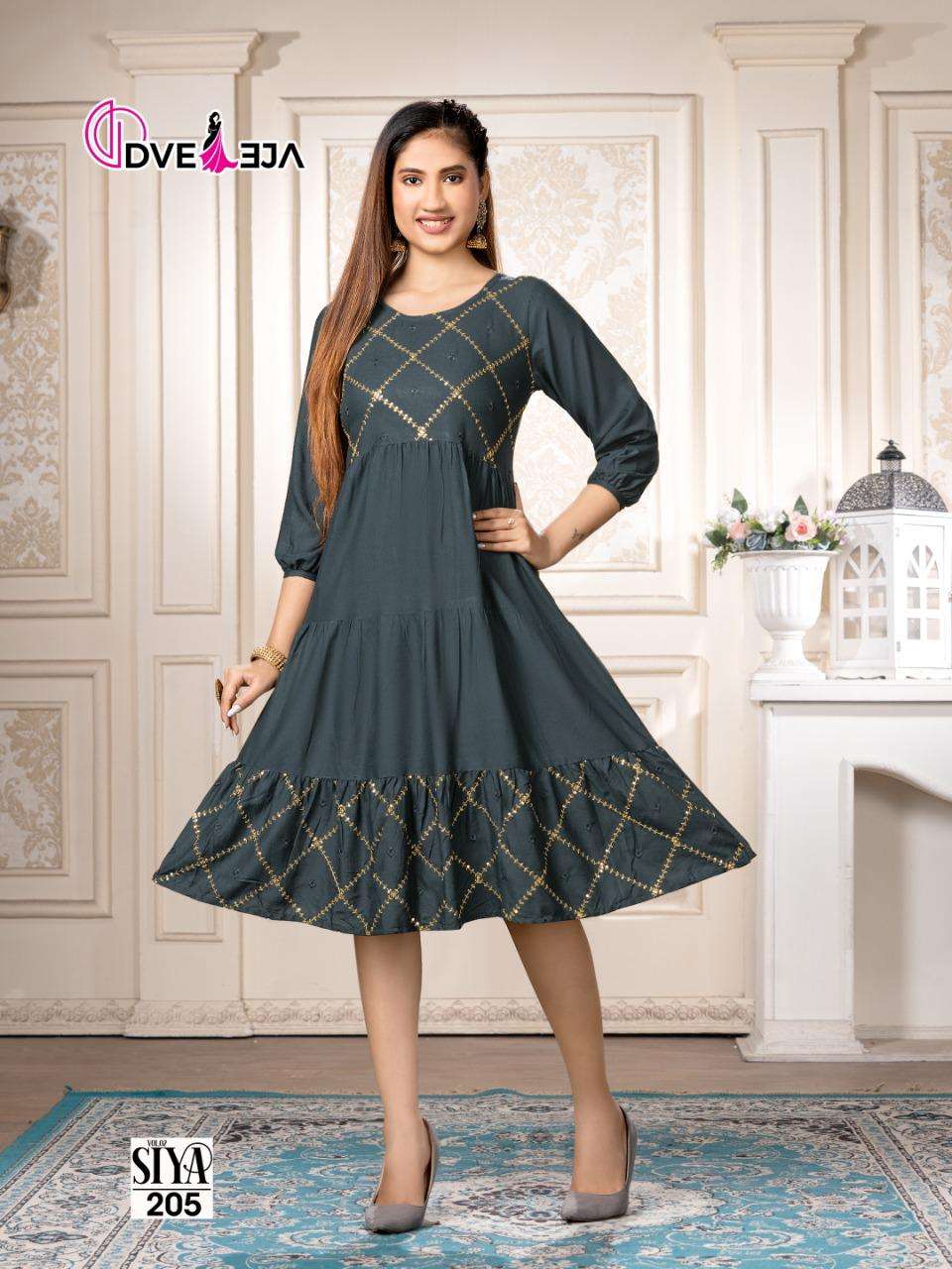 SIYA-2 HEAVY REYON HEAVY SEQUENCE WORK IN CHOLI & DAMAN KURTI CATALOG WHOLESALER BEST RATE