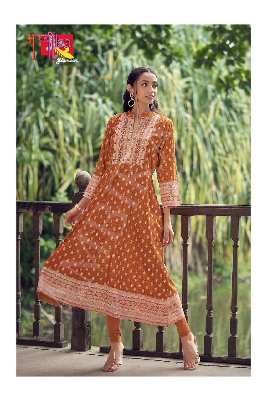 ambika strawberry long gown mirror work neck embroidery kurti design exports Malaysia singapore 