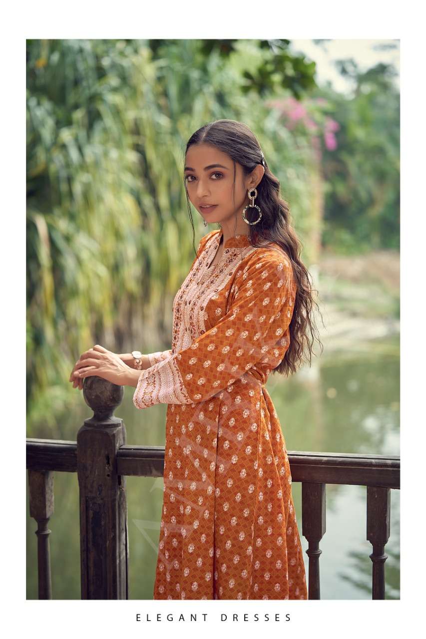 ambika strawberry long gown mirror work neck embroidery kurti design exports Malaysia singapore 