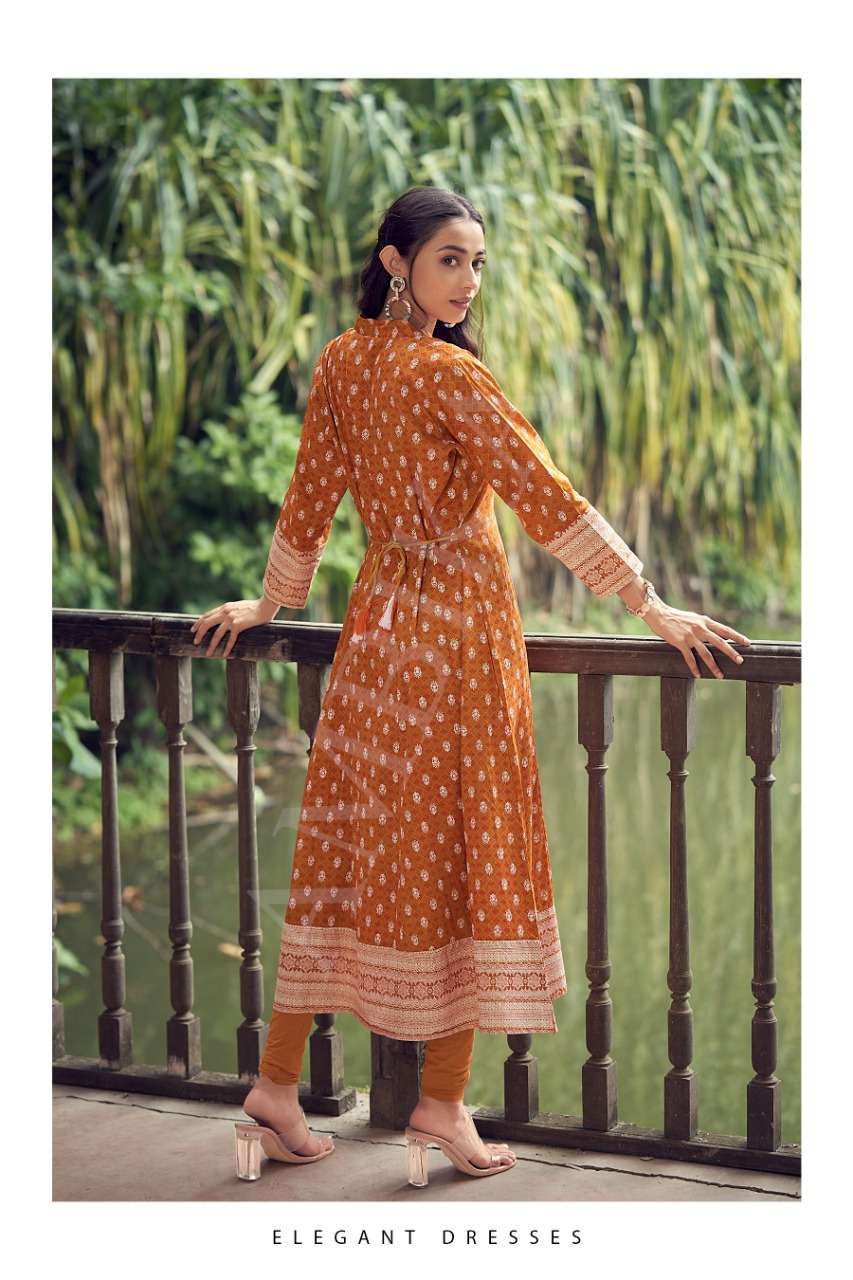 ambika strawberry long gown mirror work neck embroidery kurti design exports Malaysia singapore 