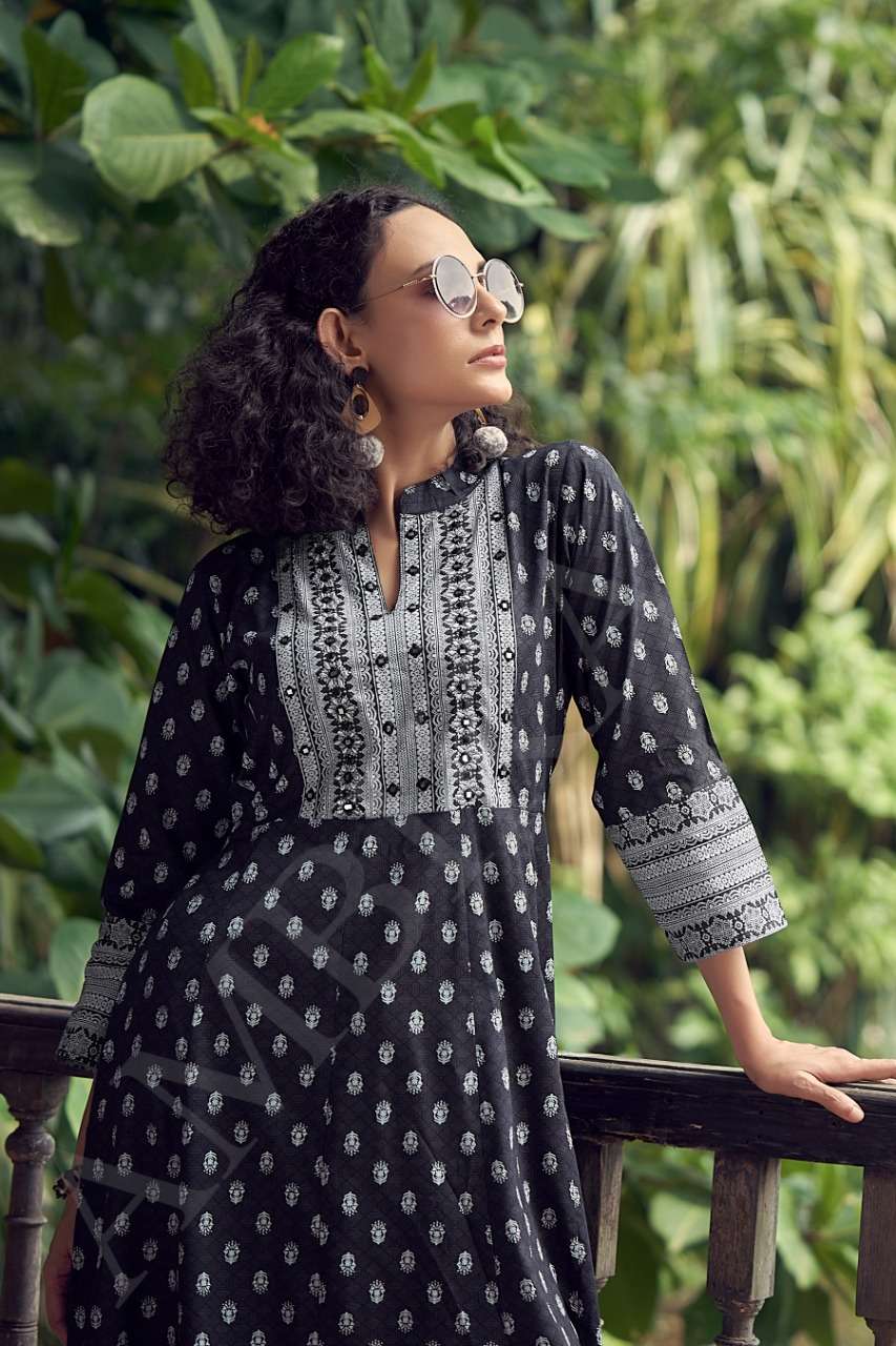 ambika strawberry long gown mirror work neck embroidery kurti design exports Malaysia singapore 