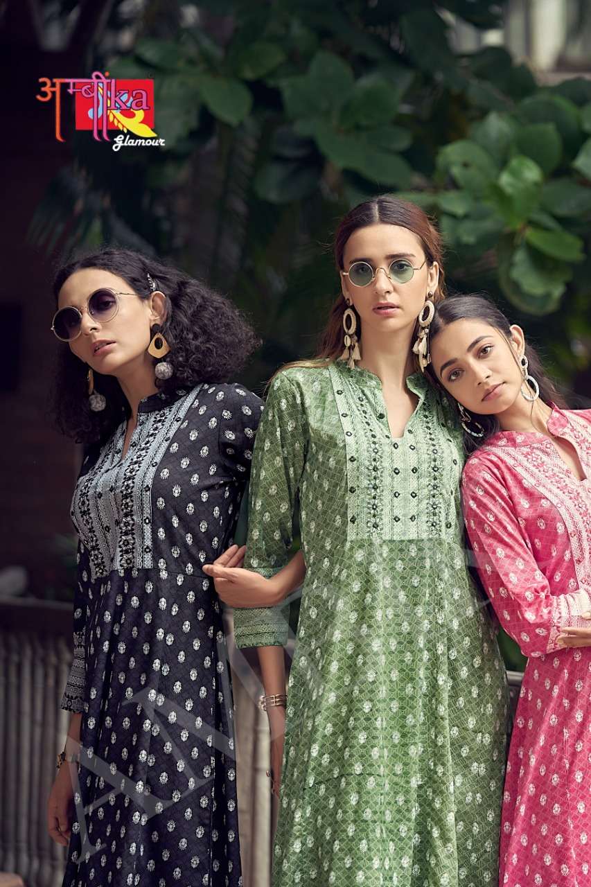 ambika strawberry long gown mirror work neck embroidery kurti design exports Malaysia singapore 