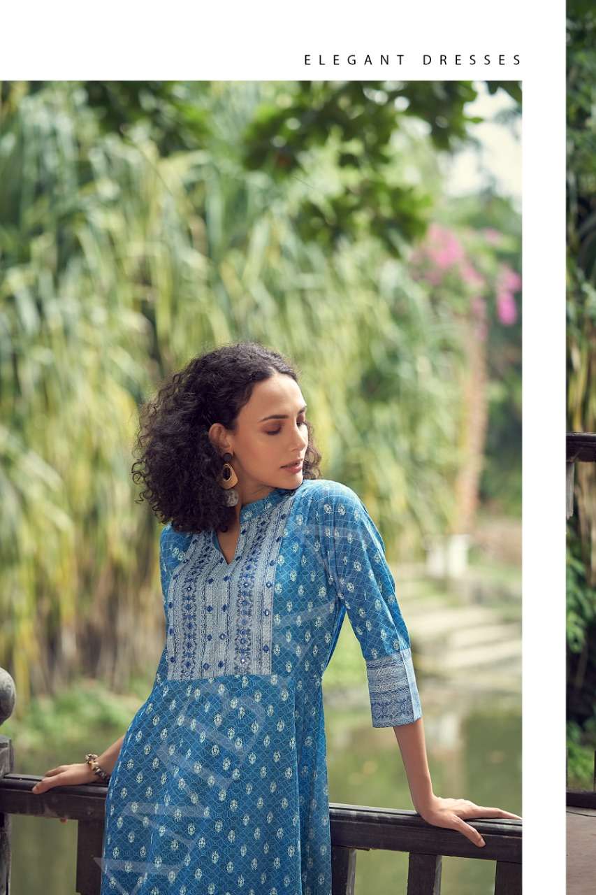 ambika strawberry long gown mirror work neck embroidery kurti design exports Malaysia singapore 