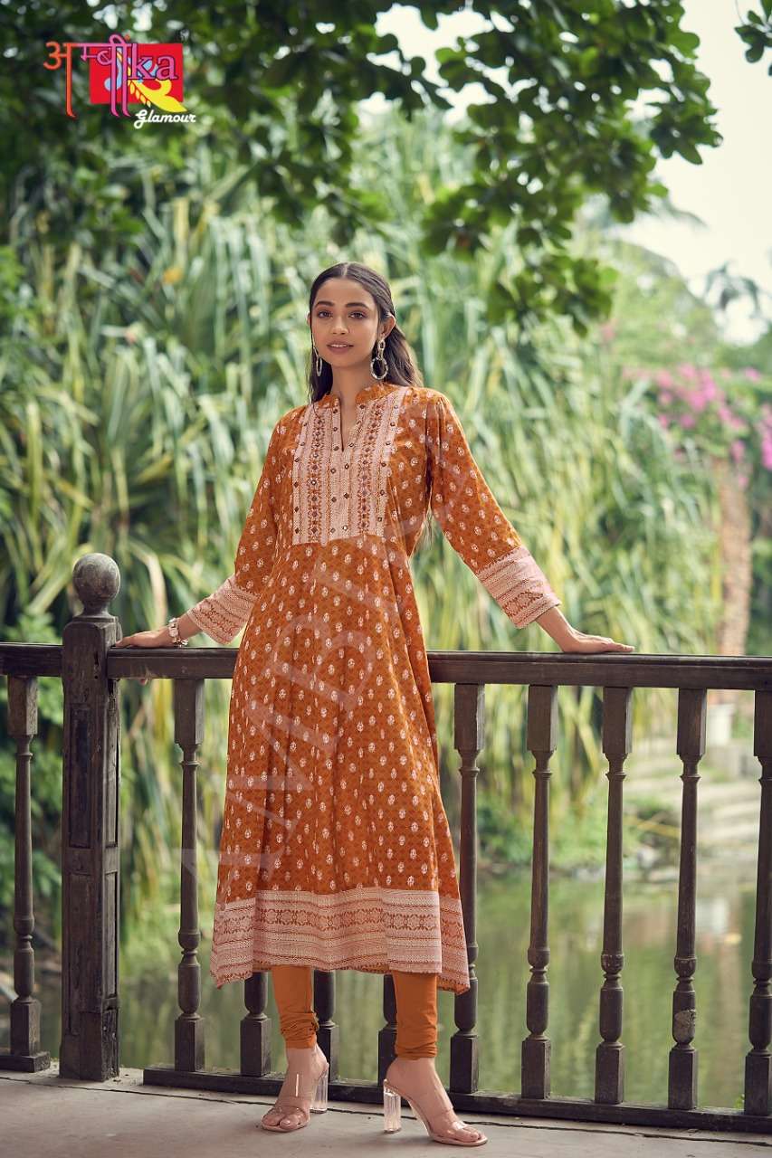 ambika strawberry long gown mirror work neck embroidery kurti design exports Malaysia singapore 