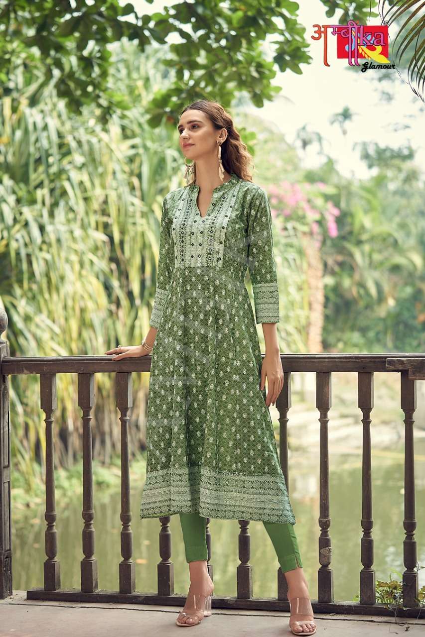 ambika strawberry long gown mirror work neck embroidery kurti design exports Malaysia singapore 
