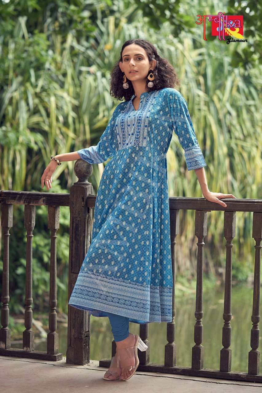 ambika strawberry long gown mirror work neck embroidery kurti design exports Malaysia singapore 