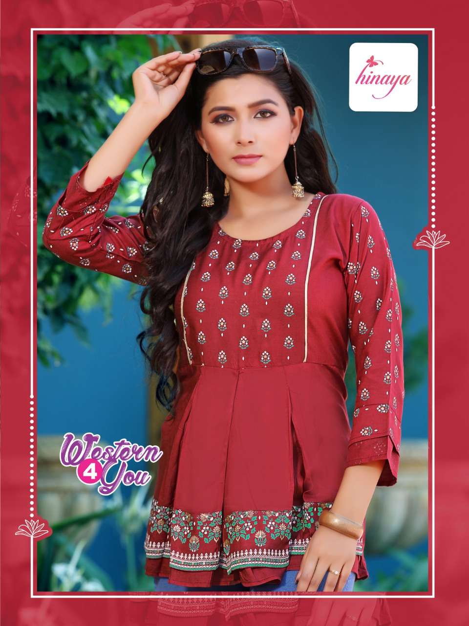 HINAYA WESTERN 4 YOU  VOL-10 RAYON SLUB 14 kg Trendy western rayon short tops with patterning and detailing  SHORT TOP CATALOG WHOLESALER BEST RATE