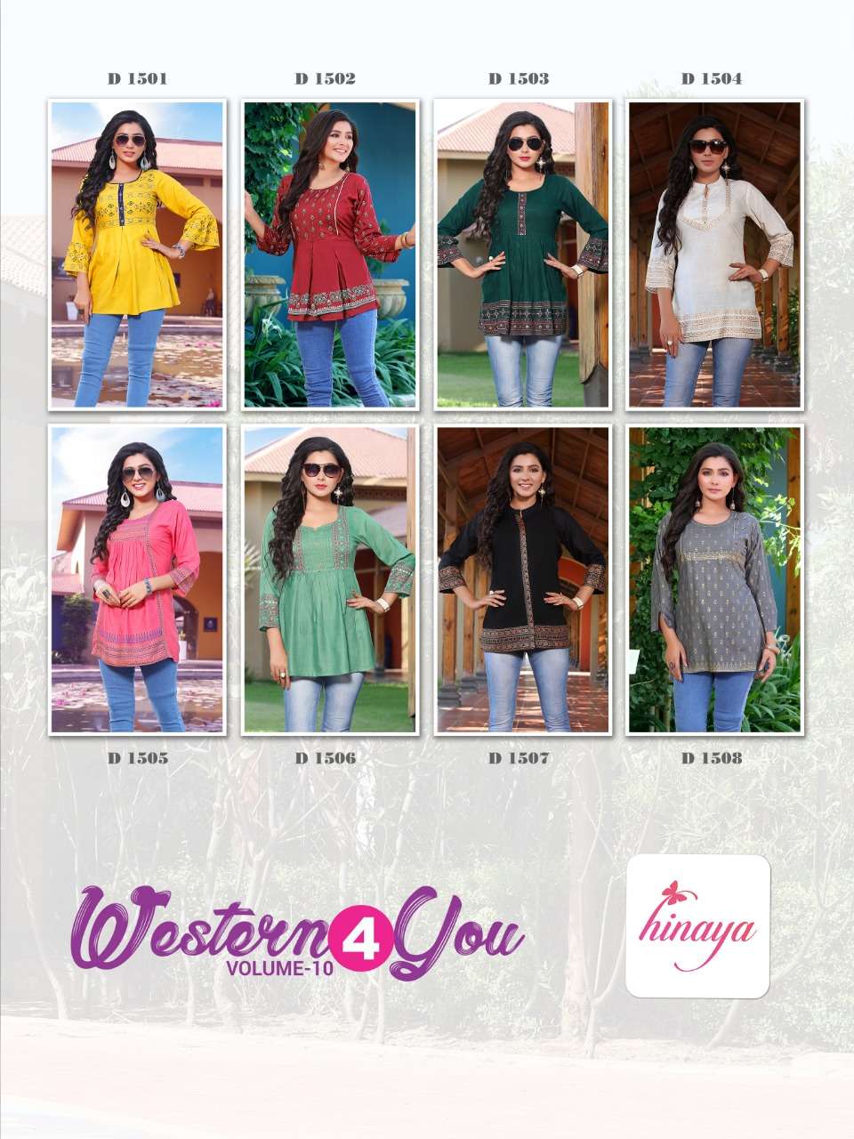 HINAYA WESTERN 4 YOU  VOL-10 RAYON SLUB 14 kg Trendy western rayon short tops with patterning and detailing  SHORT TOP CATALOG WHOLESALER BEST RATE