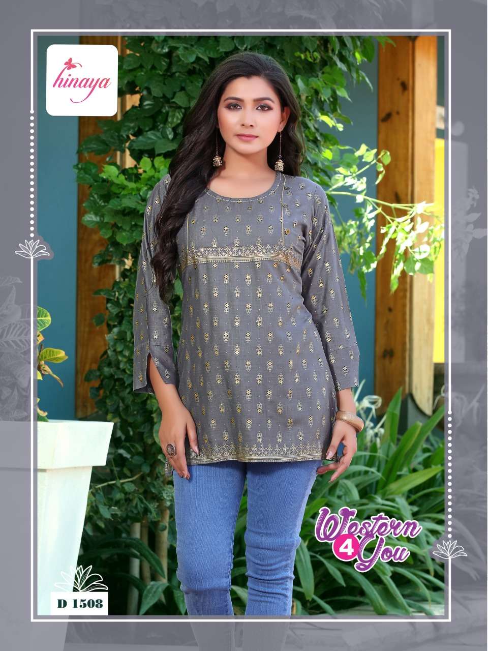 HINAYA WESTERN 4 YOU  VOL-10 RAYON SLUB 14 kg Trendy western rayon short tops with patterning and detailing  SHORT TOP CATALOG WHOLESALER BEST RATE