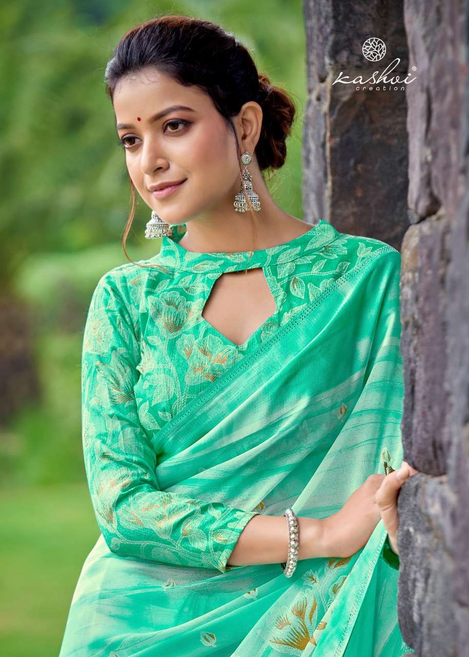 kashvi gulnaaz georgette satin border with foil prints only exports 