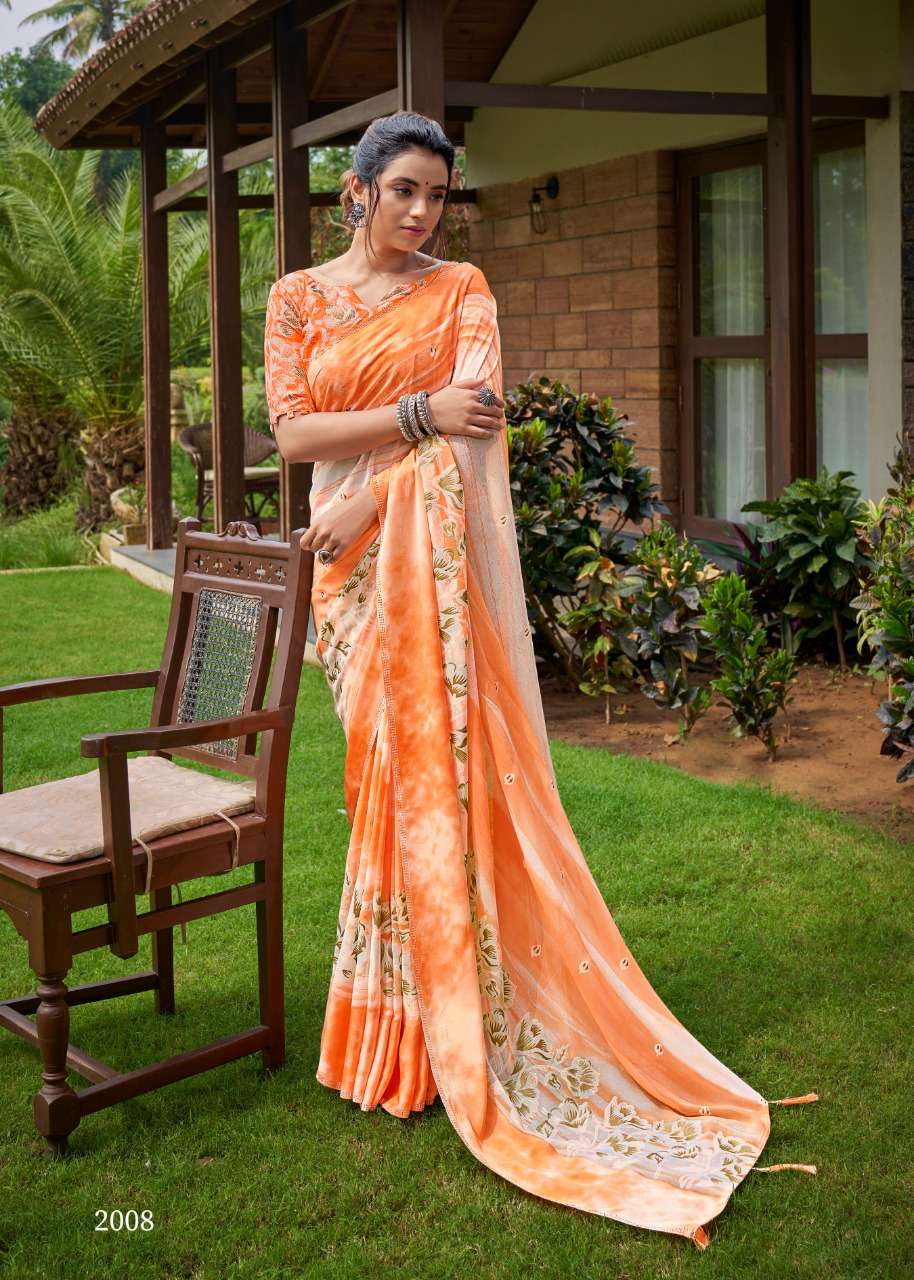kashvi gulnaaz georgette satin border with foil prints only exports 