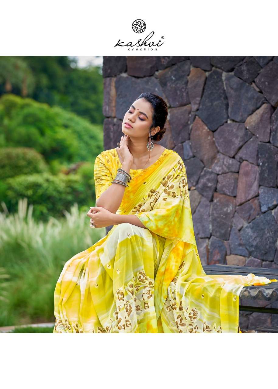 kashvi gulnaaz georgette satin border with foil prints only exports 