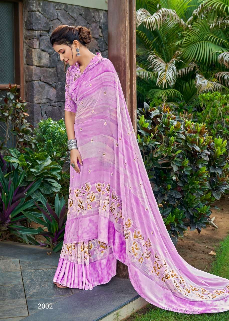 kashvi gulnaaz georgette satin border with foil prints only exports 
