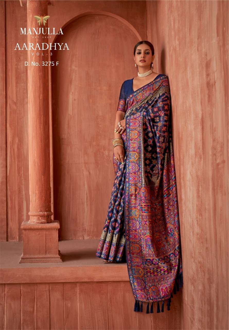 manjula fashion aaradhya vol 3 3275 design colors pashmina silk sarees